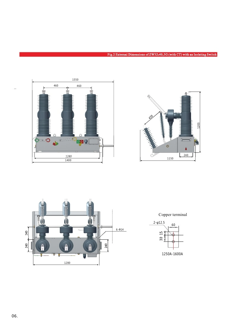 Fgb1 24kv/630A-20ka Indoor Frontral Withdraw Type Sf6 Gas Insulated Circuit Breaker